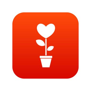 Bir pot simgesi dijital kırmızı kalp çiçek