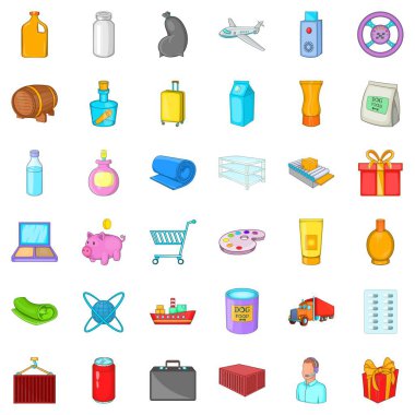 Kargo taşımacılık Icons set, karikatür tarzı