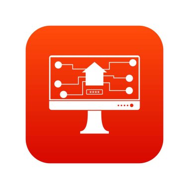 Monitör çip simgesi dijital kırmızı