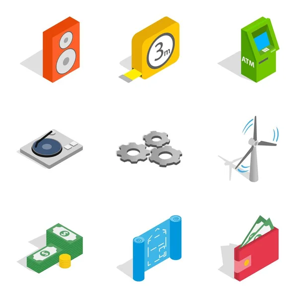 Conjunto de iconos de equipos de alta tecnología, estilo isométrico — Vector de stock