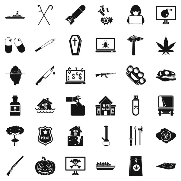Conjunto de iconos de tiranía, estilo simple — Archivo Imágenes Vectoriales