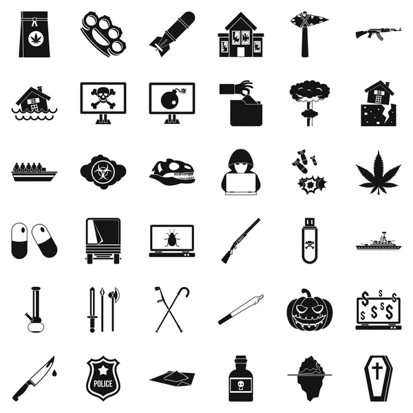 Conjunto de iconos de crueldad, estilo simple — Archivo Imágenes Vectoriales