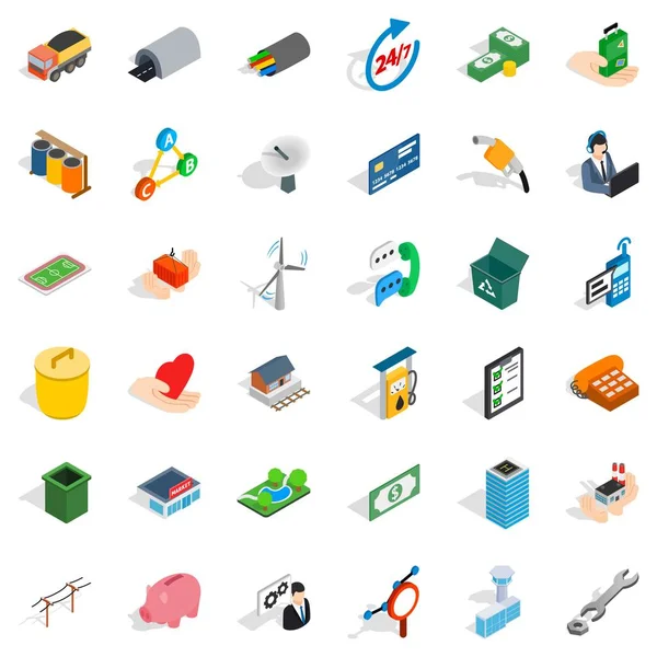 Conjunto de iconos de cooperativa comercial, estilo isométrico — Vector de stock
