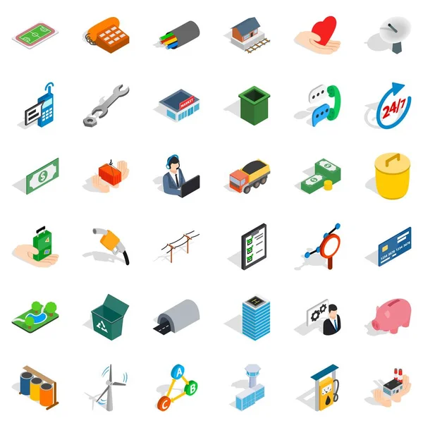 Conjunto de iconos de negocio colaborativos, estilo isométrico — Vector de stock