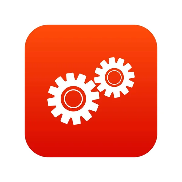 Due ingranaggi icona digitale rosso — Vettoriale Stock
