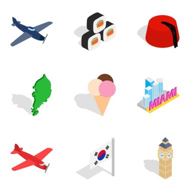 Icons set, izometrik stil taşıma