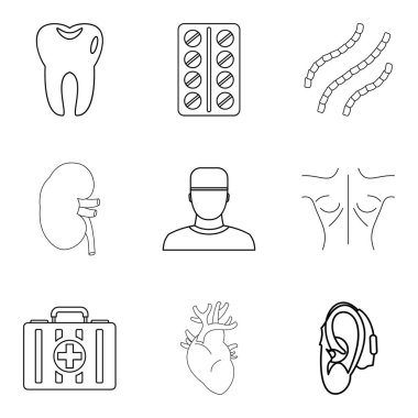 Tıbbi Danışmanı Icons set, anahat stili