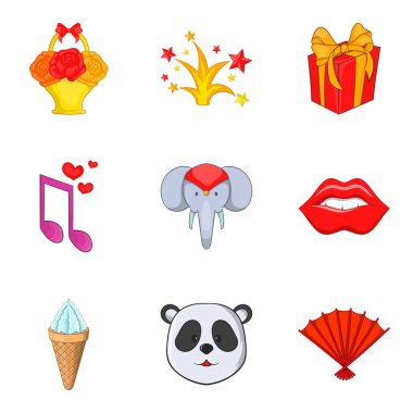 Eğlenceli yolculuk Icons set, karikatür tarzı