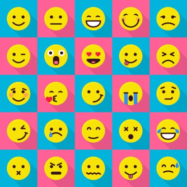 İfadeler Icons set gülümse, stil düz