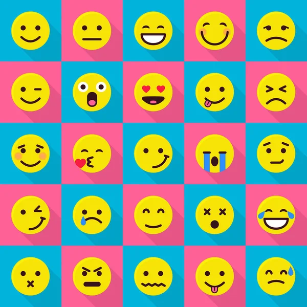 Sorriso emoticons conjunto de ícones, estilo plano — Vetor de Stock