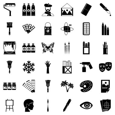 Sanat lise Icons set, basit tarzı