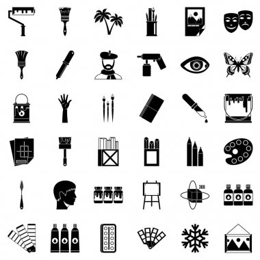 Sanat Koleji Icons set, basit tarzı