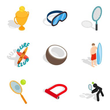 Yüksek ödül Icons set, izometrik stili