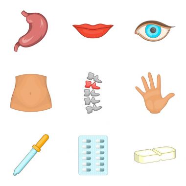 Fiziksel bedenin Icons set, karikatür tarzı