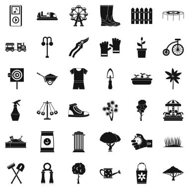 Topluluk bahçe Icons set, basit tarzı