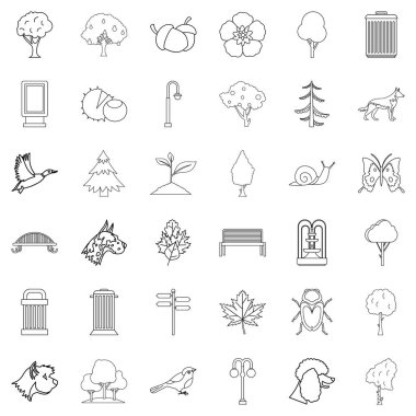 Küçük kare Icons set, anahat stili