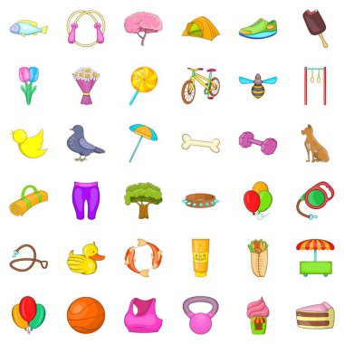 Yeşil kare Icons set, karikatür tarzı