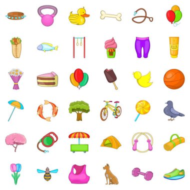 Korumalı doğa bölge Icons set, karikatür tarzı