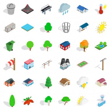 Avcılık rezerv Icons set, izometrik stili