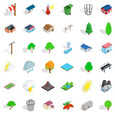 Park bölgesi Icons set, izometrik stili