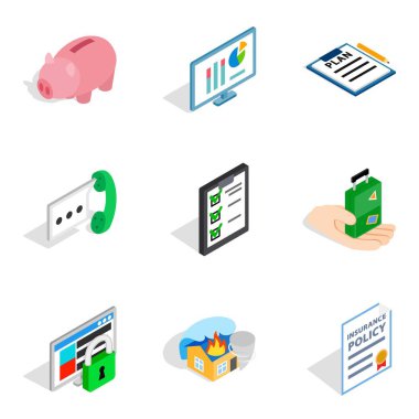 Teknik subay Icons set, izometrik stili