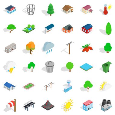 Ecologization Icons set, izometrik stili