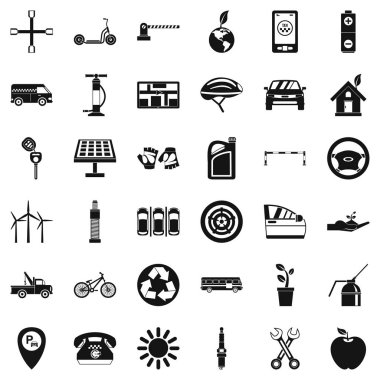 Otopark Icons set, basit tarzı