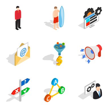 Teknik personel Icons set, izometrik stili