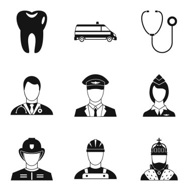 İnsan toplumsal Icons set, basit tarzı