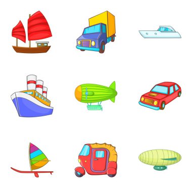 Şehir teknik Icons set, karikatür tarzı