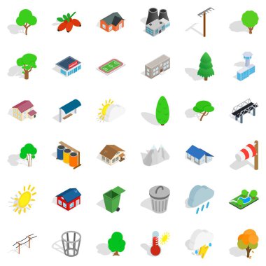 Mutfak Bahçe Icons set, izometrik stili