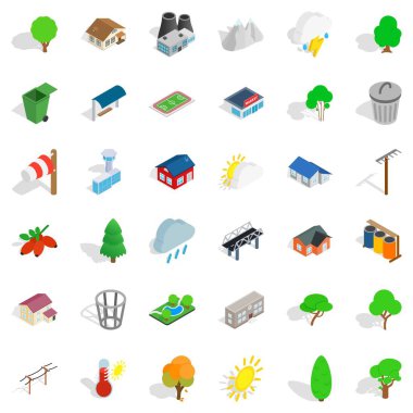 Ev bahçe Icons set, izometrik stili