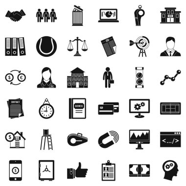 Ortaklık ilişkisi Icons set, basit tarzı