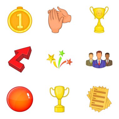 Icons set, karikatür tarzı beğeni