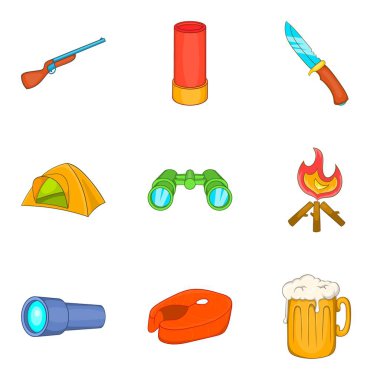 Hayvan avı Icons set, karikatür tarzı