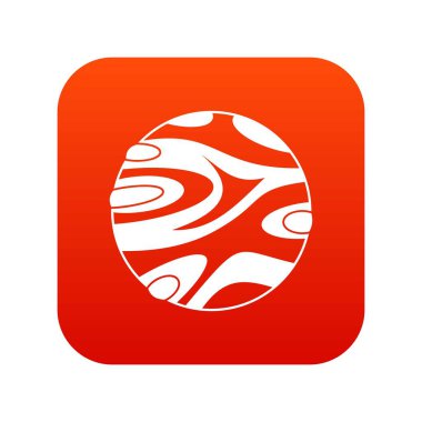 Çizgili gezegen simgesi dijital kırmızı