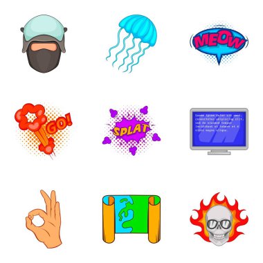 Sahte gerçeklik Icons set, karikatür tarzı