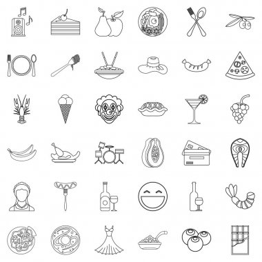 Parti maker Icons set, anahat stili