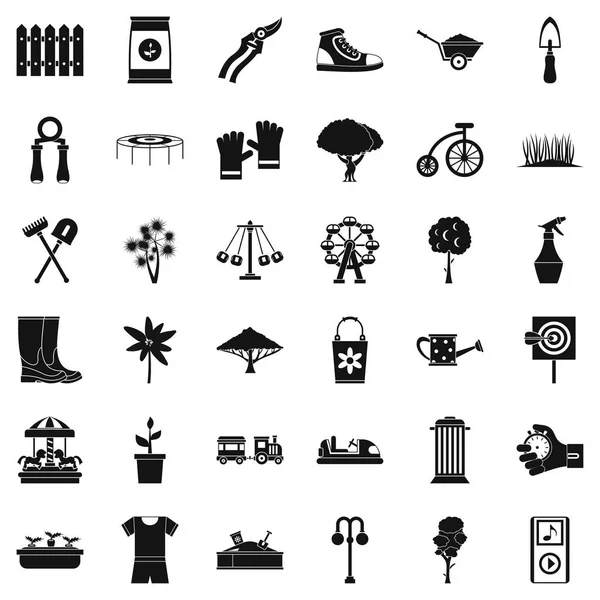 Public garden icons set, simple style — Stock Vector