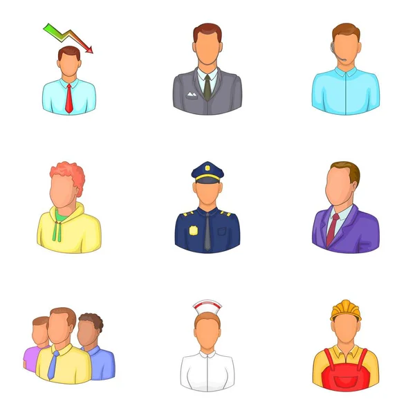 Best people icons set, cartoon style — Stock Vector