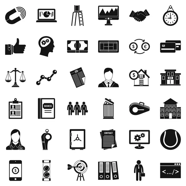 Ekonomik ortaklık Icons set, basit tarzı