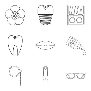 Aromatik yağ Icons set, anahat stili