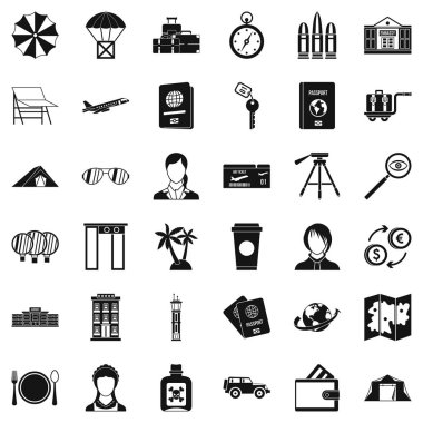 Yabancı pasaport Icons set, basit tarzı