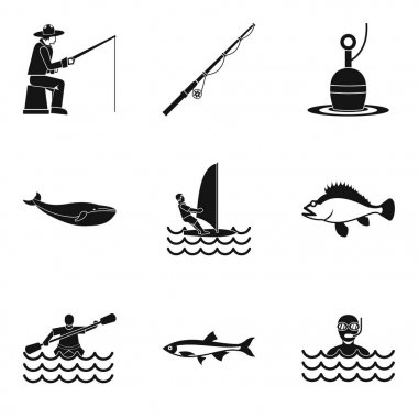 Su içerik Icons set, basit tarzı