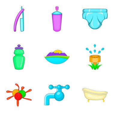 Sıhhi tesisat Icons set, karikatür tarzı