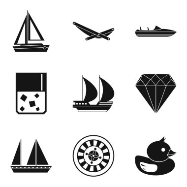 Maddi zenginlik Icons set, basit tarzı