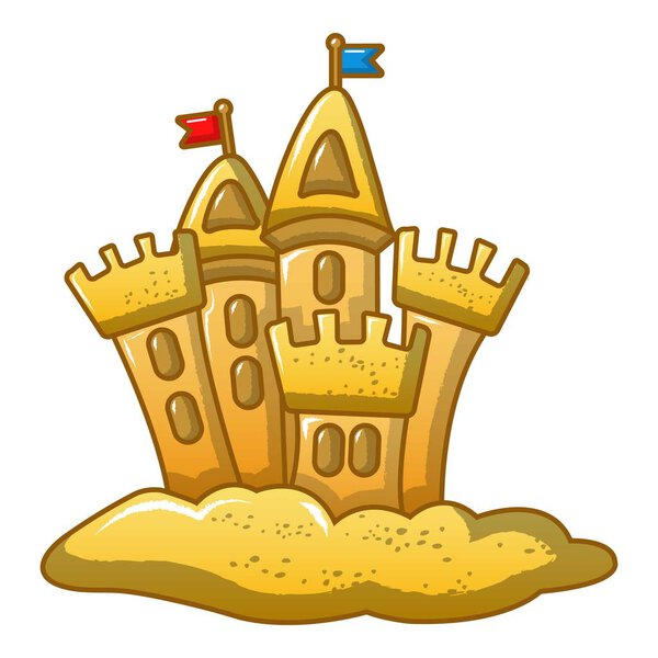Built castle icon, cartoon style