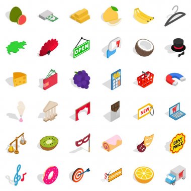 Parasal ücret Icons set, izometrik stili