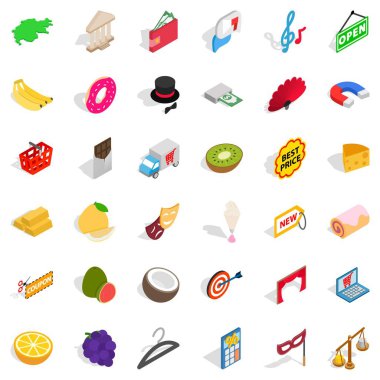 Maddi ödül Icons set, izometrik stili
