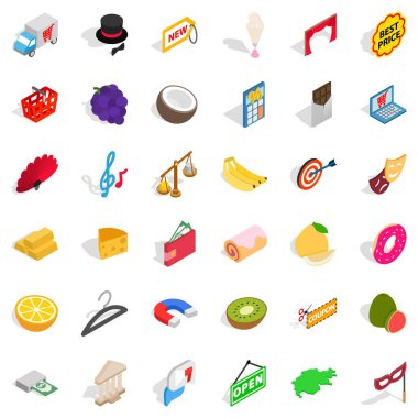 Mali Yardımı Icons set, izometrik stili